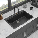 Drop In Waterfall Kitchen Sink - 33' x 22' x 10' Black Composite Granite Quartz Single Bowl Workstation kitchen sink with Pull-Out Faucet