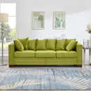 Modern Design Living Room Sofa Square armrest with Silver Nails Decoration Upholstered Velvet Couch Green