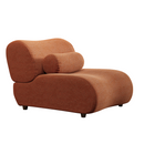 1pc 36.02' Modern Modular Chenille Sofa with Reclined Backrest & Cylindrical Pillows, Rust Orange Upholstery, Sectional for Large Spaces