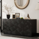 Sideboard Buffet Cabinet, 4 Doors Modern Accent Storage Sideboard, Luxurious Floor Cabinet Buffet with Freestanding Anti Dumping for Kitchen, Living Room, 59' Wide Rectangular Buffet Table(Black)