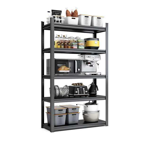72'H  5 Tier Metal Shelves for Storage Garage Shelving 2000LBS Heavy Duty Storage Shelves Adjustable Garage Shelf Industrial Shelving Unit Storage Utility Rack,35.4'W*15.7'D*72'H,Black