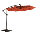 10ft Solar LED Offset Hanging Market Patio Umbrella  (orange )(No Base)