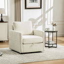 29.5''W Upholstered 360° Swivel Armchair with Hidden Storage, Comfy Diamond-Shape Tufted Armrests Accent Square Club Chair Single Sofa with Pillow for Living Room, Bedroom,Reading Nook,Corner, Beige