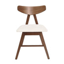 VIDA Mid-Century Modern Dining Chair Set of 2 with Upholstered Seats in Light Beige Fabric