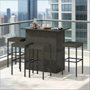 Outdoor Backyard Furniture Set,Comfortable Outdoor Bar Set,5 Piece Rattan Wicker Bar Set