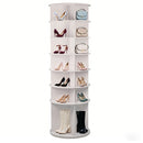 7 Tier Rotating Shoe Rack with High Base Design, Freestanding 360° Organizer for 28 Pairs , White PVC