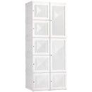 HOMCOM Portable Wardrobe Closet, Folding Bedroom Armoire, Clothes Storage Organizer with 8 Cube Compartments, Hanging Rod, Magnet Doors, White