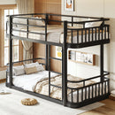 Twin over Twin Bunk Bed with Ladders & Guardrails, Upgraded Round-Pipe Metal Frame, Stylish & Versatile for Any Room,Black
