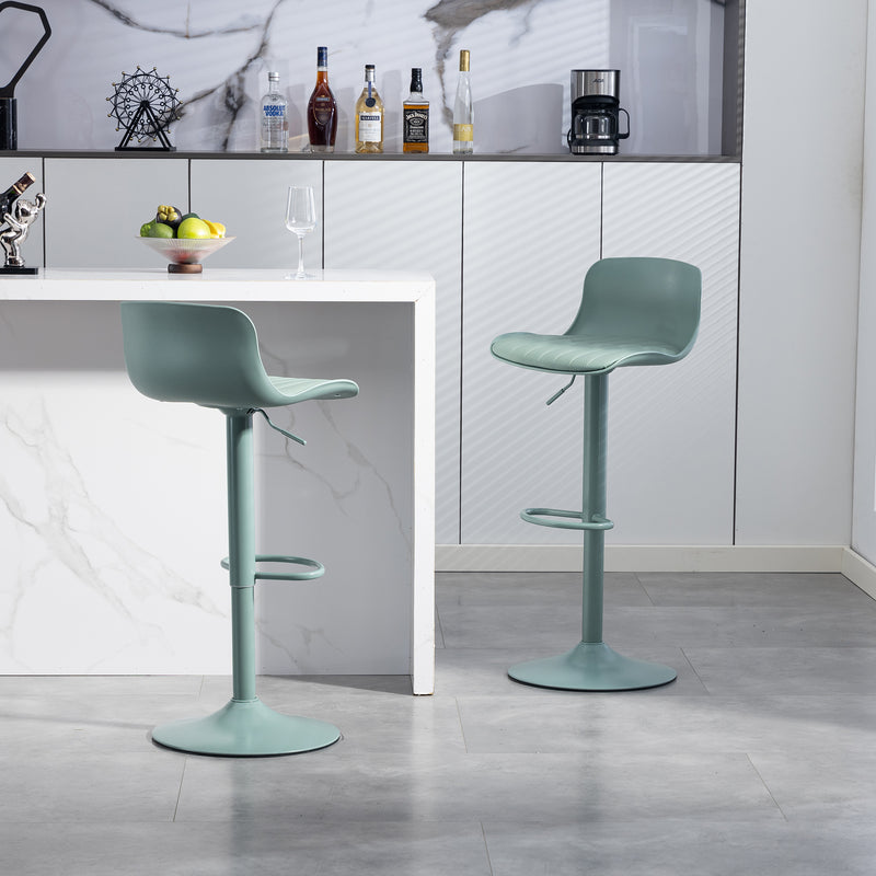 Bar Stools Set of 2 – Modern PU Leather Counter Height Barstools with Back, Height Adjustable Swivel Kitchen Island Chairs, Armless, Large Base-Mint Green