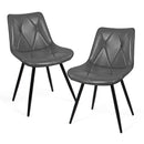 Faux Leather Upholstered Dining Chair Set of 2 with Metal Legs, Thick Foam Cushion & Ergonomic Backrest GREY