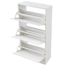Shoe Cabinet with 3 Flip Drawers, Shoe Storage Cabinet for Entryway, Free Standing Shoe Storage Organizer with Side Hooks for Heels, Boots, Slippers in Hallway, Living Room