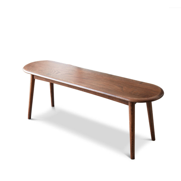 Natural Oak Wood Dining Bench Bed Bench for Dining Room and Bedroom, Walnut Finish, Solid Wood, 39.37'' x 11.81'' x 16.14''