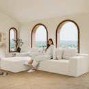 104.3' Cloud Sectional Couch with L-Shape Chaise,Modern Modular Sofa with Deep Seat, Upholstered Couches for Living Room Bedroom,No Assembly Required, (Plush Corduroy Fabric),White