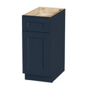 Navy Blue Shaker Base Cabinet with Soft-Close Door and Drawer, Solid Wood Storage Unit with Adjustable Shelf for Kitchen, Bath, Laundry, Garage - 15'W x 24'D x 34.5'H