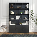70.87' Tall Bookshelf with 10 Cubes and 3 Doors, 4-Tier Bookshelf, Open Shelf Bookcase with Cabinet, Modern Cube Storage Organizer for Living Room, and Office