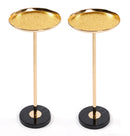 2P, Adjustable Side Table, Small Tea Martini Table, Gold, Natural Marble Decorative Pedestal End Table for Display and Storage