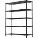 48' 5-Tier Black Wire Shelf - 400LBS Per Shelf, Heavy Duty Steel Storage Rack (48'W x 20'D x 72'H), Rust-Resistant for Kitchen/Laundry/Garage