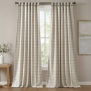 1 Piece 50x84' Plaid Rod Pocket and Front Tab Curtain Panel with Button and Fleece Lining,Neutral