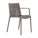 Four-piece stackable single chairs with vertical stripe design for all weather, warm gray, 21.26*20.08*31.5 (in), Polypropylene