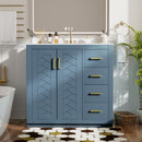 36'' Bathroom Vanity with Ceramic Sink Combo, Solid Wood Frame Bathroom Storage Cabinet, Freestanding Vanity Set with 3 Drawers& Soft Closing Doors