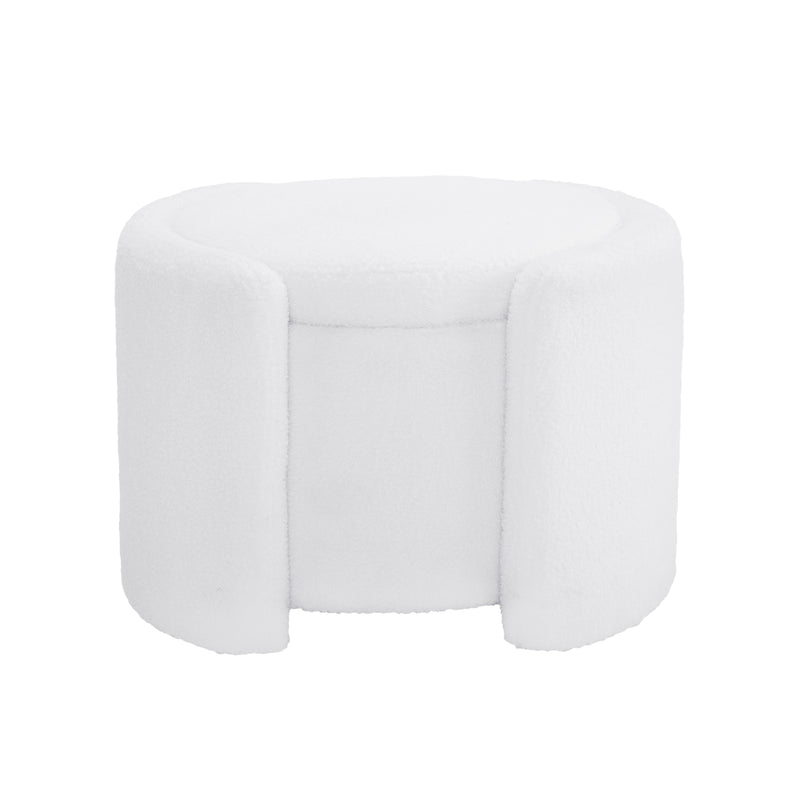 Cozy Boucle Storage Ottoman: Stylish Comfort with Hidden Storage, White, Boucle, 25x20.75x18 inches