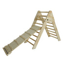 Fionafurn Pikler Triangle Ladder with Ramp and Slide, Wooden Foldable 2-in-1 Climbing for Toddlers and Kids 1-7 y.o. (natural wood)