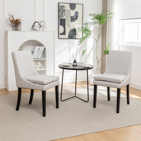 Modern Dining Chairs Set of 2, Upholstered Kitchen & Dining Room Chairs with Solid Wood Legs,Tufted Linen Fabric Chairs for Living Room, Restaurant