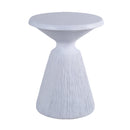 Modern Aqua Grey Cement Outdoor End Table, Round Garden Stool with Hand-Painted Finish, MGO and Fiberglass Blend, 16.73in Diameter