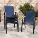 6-Piece Outdoor Dining Chairs Set, Wide Ergonomic Seat, 350 lbs Capacity per Chair, Waterproof & Rust-Resistant Teslin Fabric Metal Frame, Ideal for Patio, Garden, Banquet Hall & Commercial Use