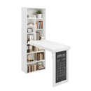 Folding Desk with Storage, Foldable Convertible Writing table with Blackboard and Shelves, Fold-Out Cabinet Table for Small Spaces/Home Office/Craft Room (White)