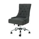 Glory Diamond-Tufted Upholstered Office Chair with Rolling Casters and Sloped Arms, Dark Grey and Chrome