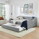 Full‑Size Daybed,Upholstered Convertible Daybed with Tufted Button Backrest, 3‑in‑1 Versatile Sofa Bed with Pull‑Out Trundle & Side Storage, Perfect for Compact Living-Black
