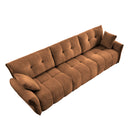 3-Seater Sofa Set with 2 Ottomans, Solid Wood Frame, Chenille Cover, Burnt Orange