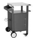 Outdoor Grill Cart with Storage, Rolling Bar Cart with Hooks and Spice Rack, Black Stainless Steel
