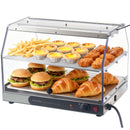 2-Tier Commercial Food Warmer Display, 450W Food Display Warmer with Light, Detachable Shelves and Double-Sided Door Design, 85℉~185℉ Air Heating, 48L for Hamburger, Pizza, Bread, Fried Chicken