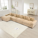 170' Oversized Cloud Modular L-Shape Sectional Couch,Soft Corduroy Fabric, With Chaise Deep Seat Wide Armrests, Ergonomic Design,12 Throw Pillows, Easy Assembly,For Living Rooms Studies,Camel