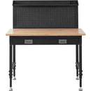Workbench Adjustable Height 28-39.5' Work Bench For Garage Oak Plank & Carbon Steel Heavy Duty Workbench 2000lbs Weight Capacity Bench top Size 48x24' Hardwood Workbench 3m Cable 30 Hooks