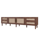 Modern 78 Inch TV Stand for TVs up to 85 inch, Media Console with 4 Drawers, Solid Wood Legs, Soft Closing Hinges, Dark Brown, MDF & Pine Wood