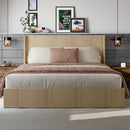 A large, concave-structured, undulating storage bed frame with lifting function. The wooden platform bed frame has a storage function and no need for a spring box / no noise. Oak color (
King)