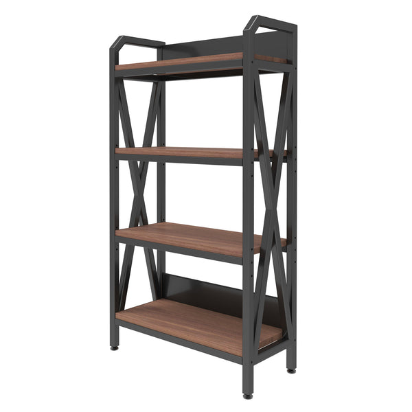 56.30'' Bakers Rack Storage Shelves 4-Level Mental and Wooden Kitchen Shelves, Kitchen Organizers and Storage, For Garage, Pantry, Bathroom, Closet, 27.60'' Length