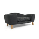 Elevated Dog Bed Frame for Small Dogs, Dark Gray Fabric Pet Couch with Rubber Wood Legs and Supportive Foam, 30.71L x 23.46W x 15.35H inches