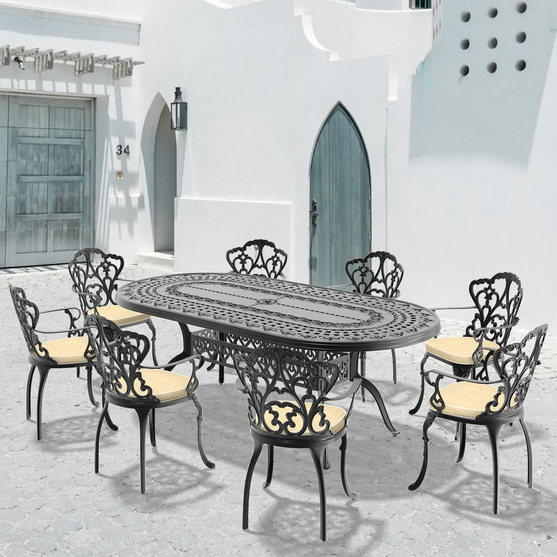 9-Piece Set Of Cast Aluminum Patio Furniture With Off-white Seat Cushions(same as W1710S00602)