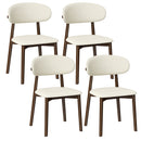 Solid Wood Dining Chairs Set of 4, Luxurious Chenille Upholstered Kitchen Chairs, Farmhouse Dining Room Chair with X-Shaped Metal Reinforcement, Beige