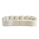 Modern Bone-Free Cloud Sectional Sofa, 111.5-Inch Oversized Four-Seater with Deep Seat Design in Beige Corduroy Fabric, 6 Pillows