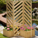 Freestanding Divider/Separator,Decorative Outdoor Privacy Screen,with Self-Draining Planters,Trellis Plant Support Panels for Garden Walkway, Backyard