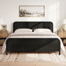 King Bed Frame with Headboard, Wood Platform Bed with Wooden Slats Support, Noise-Free Design, No Box Spring Needed, Easy Assembly, Black
