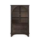 Vintage Brown Glass Door Display Case with 2 Drawers and Adjustable Shelf, 31.50L x 15.75W x 52.17H inches