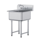 Stainless Steel Prep & Utility Sink, 1 Compartment Free Standing Small Sink Include Faucet & legs, 27'x41' Commercial Single Bowl Sinks for Garage, Restaurant, Kitchen, Laundry