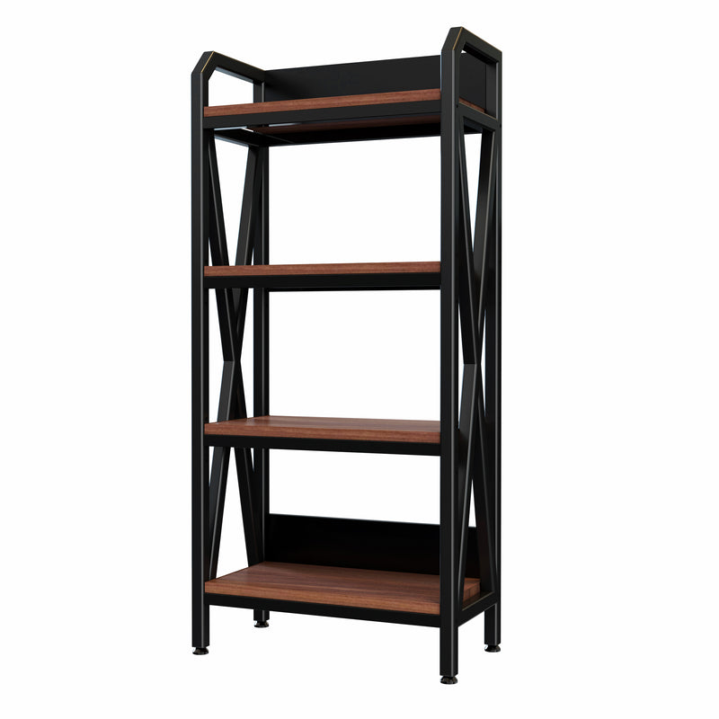 56.30'' Bakers Rack 4-Level Storage Shelves Mental and Wooden Kitchen Shelves, Kitchen Organizers and Storage, for Garage, Pantry, Bathroom ,25.60'' Length