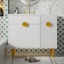 36' Bathroom Vanity with Resin Basin Sink, Modern Bathroom Sink Cabinet, Storage Cabinet with Soft-Closing Door and Drop-Down Door